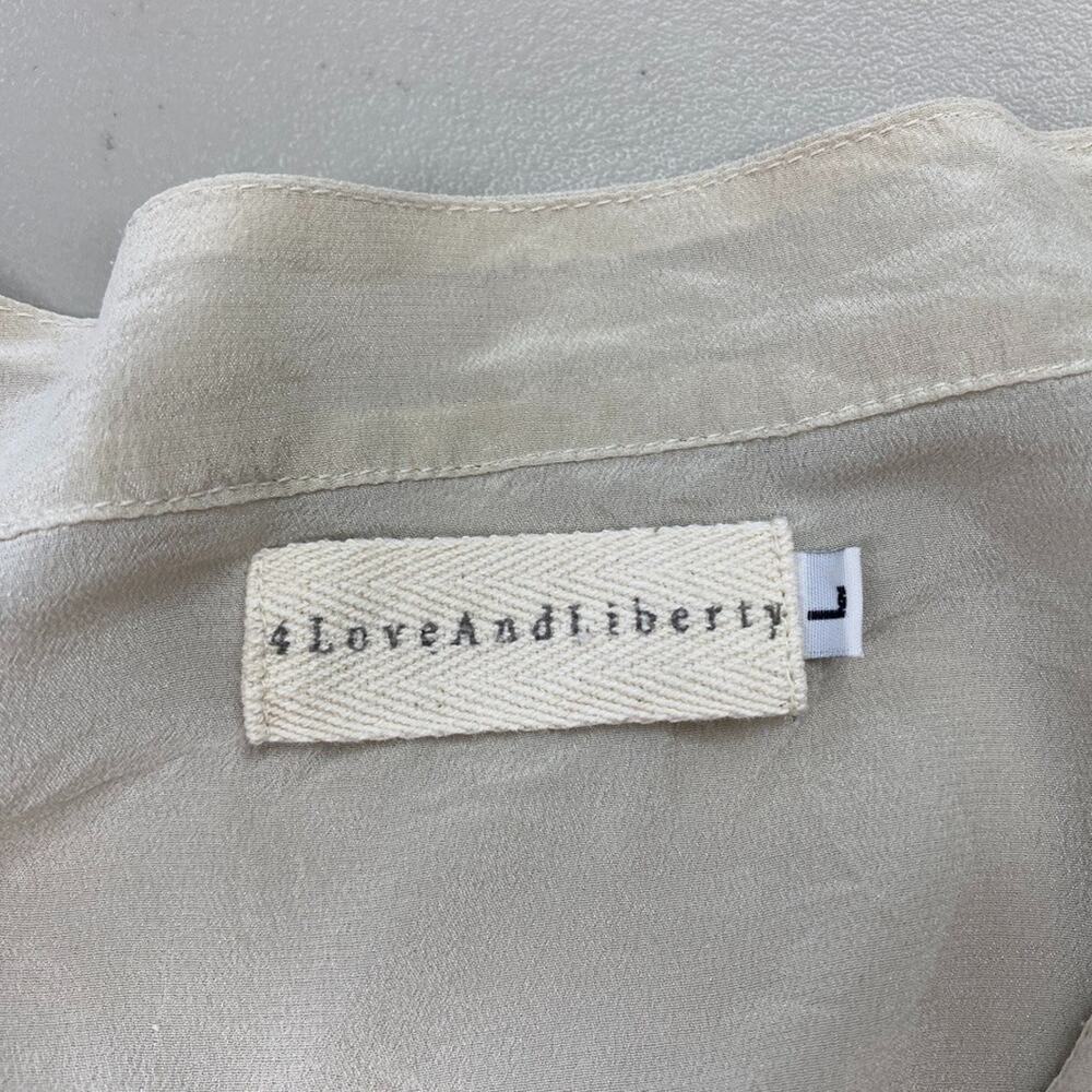 4 Love Liberty Johnny Was Silk Tunic Top Large Beige Sheer Beach Boho Peasant - Picture 14 of 15